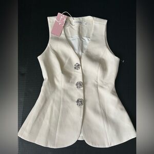 COCOBEBE size S Cream Vest with Silver Buttons New